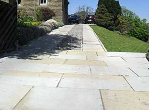 Sawn Yorkstone paving slabs